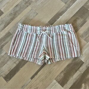 Roxy Oceanside Stripe Linen Blend Shorts Women's Large